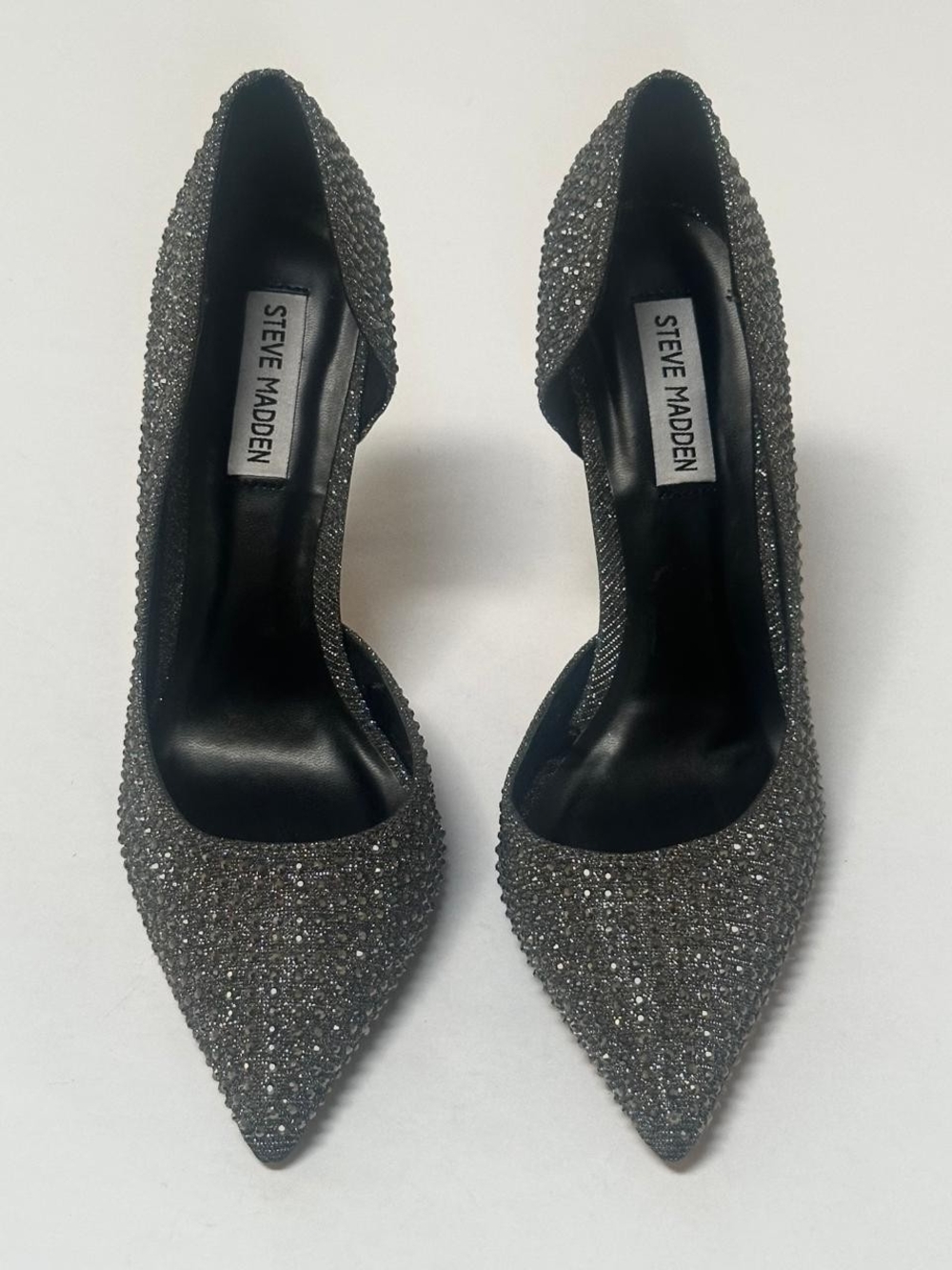 Steve Madden Proper Rhinestone Pointed Toe D'Orsay Pumps Silver Gray Womens 8.5 - Picture 2 of 10